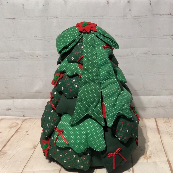 Handmade Christmas Tree Fabric Stuffed Decor Weighted - Picture 3 of 13
